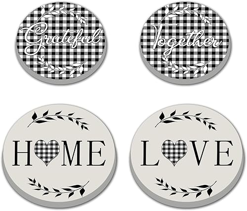 Miniatura 4 de Nordics Style Gratitudes - Juego de 4 fundas para quemadores rústicos de granja, con citas inspiradoras, para decorar tu hogar, hogar, amor, diseño