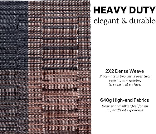 Miniatura 137 de LEXMORE Juego de 6 manteles individuales tejidos de vinilo/plástico para mesa de cocina, interior/exterior, lavables, manteles individuales lavables