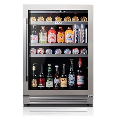 Ca'Lefort 24 Inch Beverage Refrigerator, 180 Can 34°F -54°F Beverage Fridges, Drink Fridge with Glass Door 3 LED Beverage Coolers Built in or Freestanding, Perfect for Home/Kitchen(5.65 cu.ft)