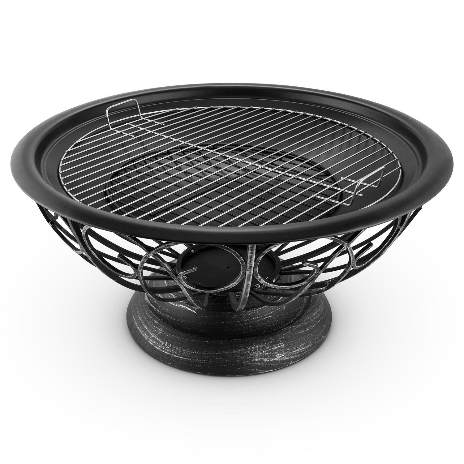 Blumfeldt Brasero de Jardin 75 cm Foyer Large Grille 60 cm Barbecue Tulip Noir