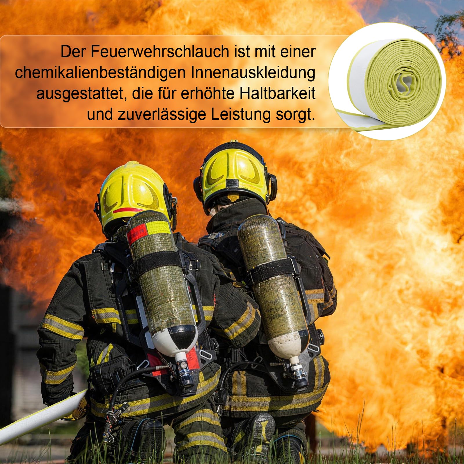 ZYfire Feuerwehrschlauch 52mm x 10m | 2 Zoll Feuerschlauch mit C-Storz Kupplung | flexibler Wasserschlauch für Feuerwehr Industrie und Garten | Flachschlauch mit 10 Bar Betriebsdruck | TPR-Innenfutter