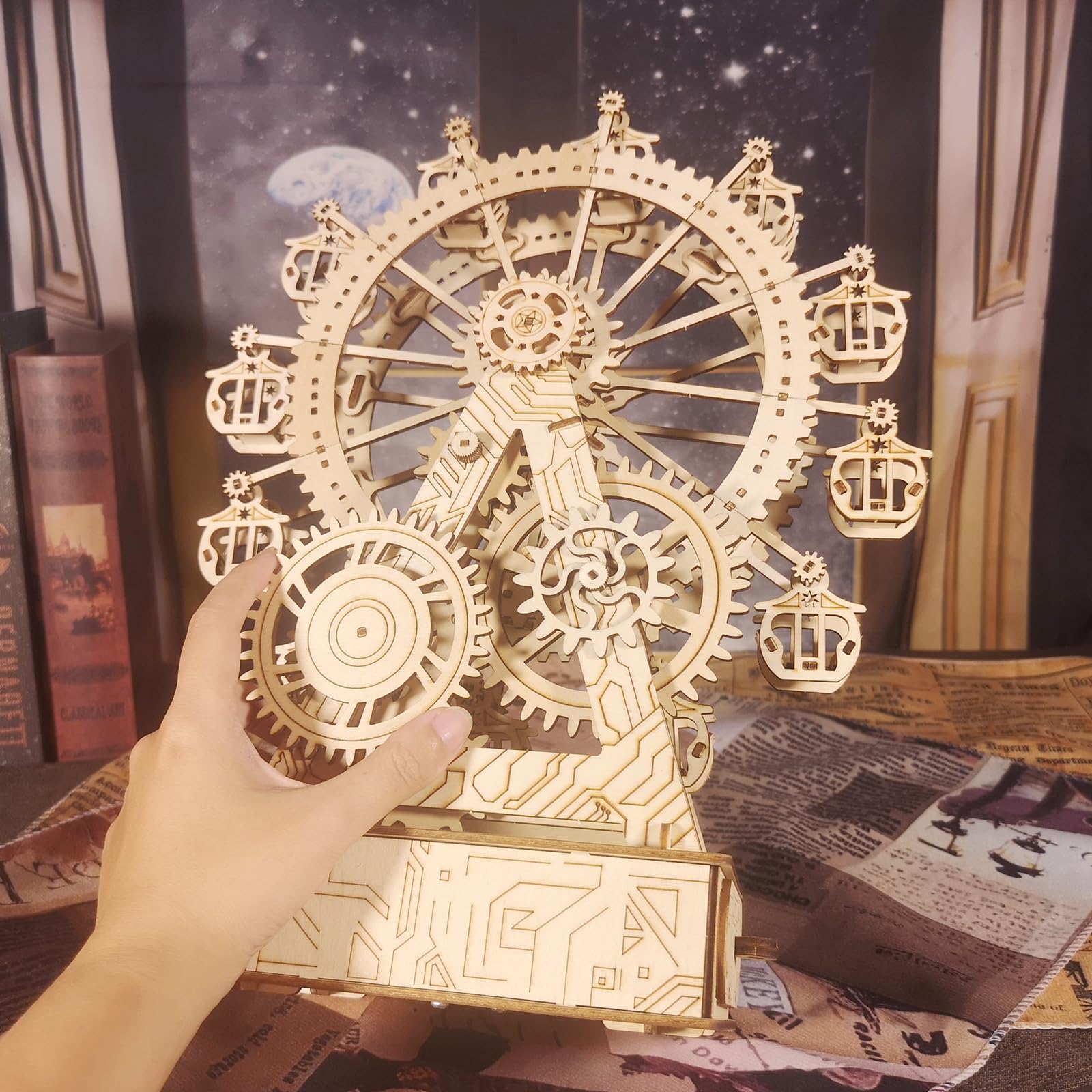 Modellini Da Costruire Puzzle 3D Legno - Kit Ruota Panoramica Steampunk Con Carillon, Kit Modellismo, Puzzle in Legno Per Adulti, Regalo Speciale