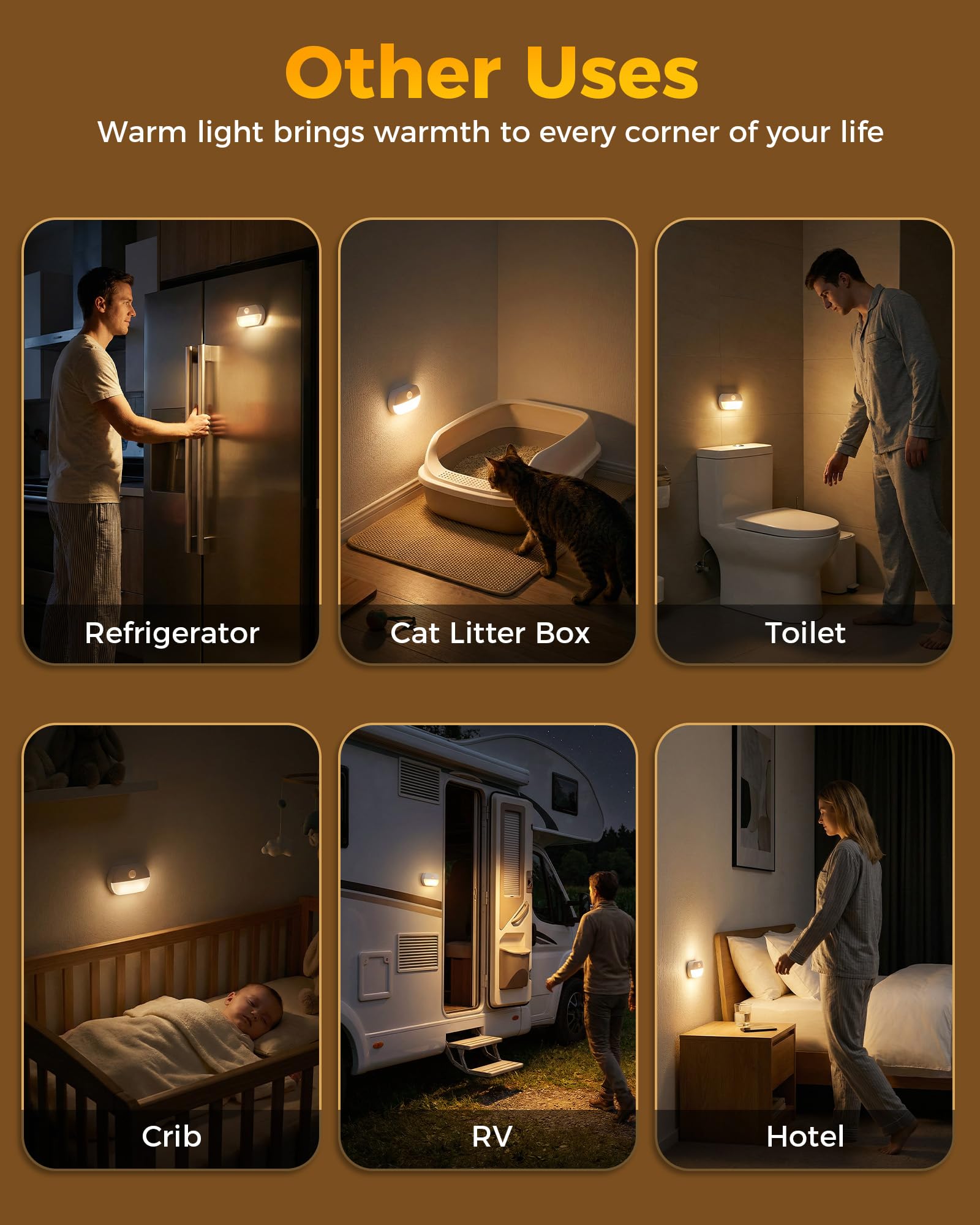 Paquete de 12 luces recargables con sensor de movimiento para escaleras, luz de pasillo interior, luz nocturna inalámbrica portátil, luces LED que funcionan con pilas para escaleras, armarios