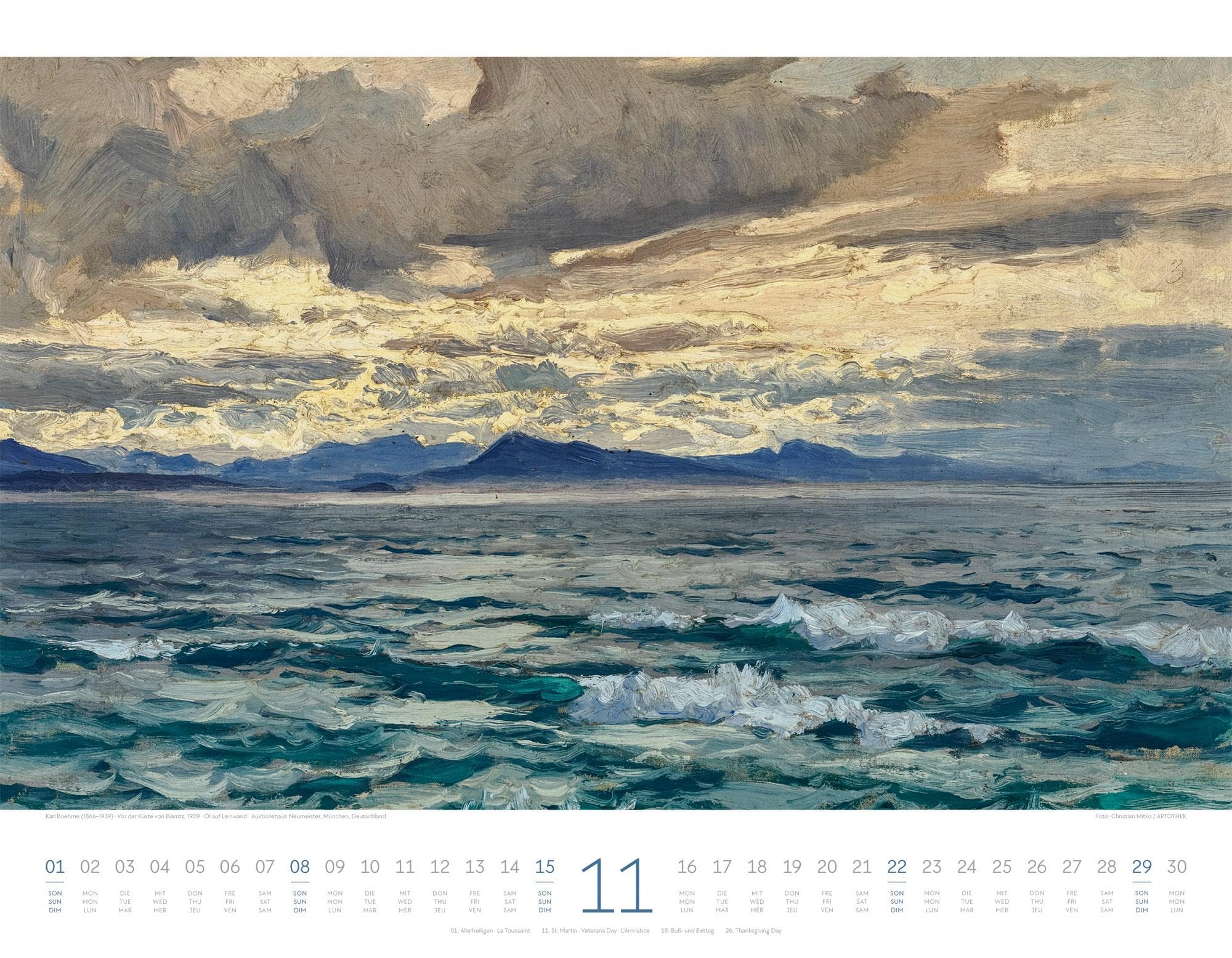 Kunstwerk Meer Kalender 2026 | Stilsicherer Kunst-Kalender im großen Querformat (54x42 cm) | Impressionismus & Expressionismus | Landschaft & Natur