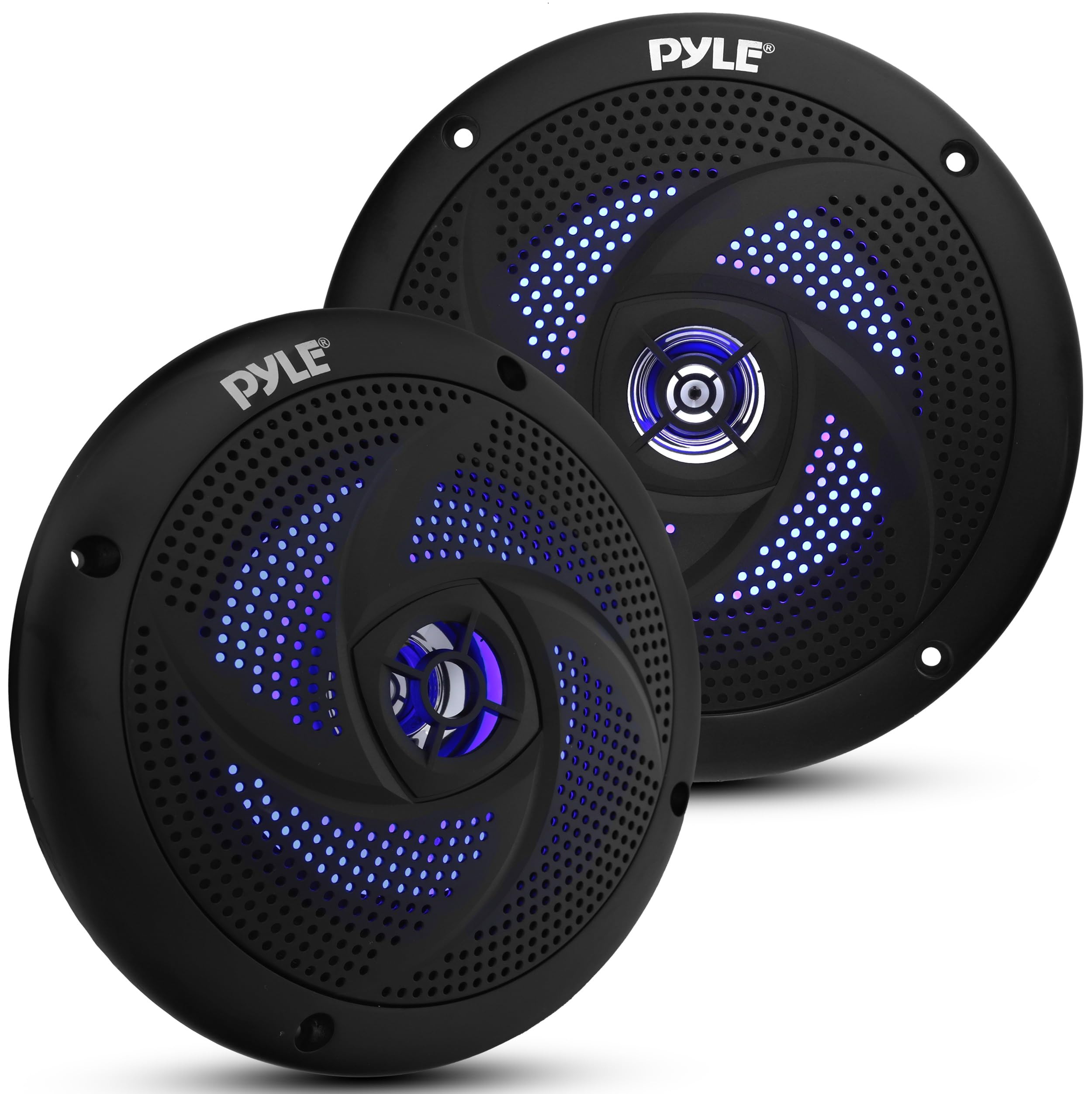 Pyle Marine Waterproof Speakers 16.5 cm, Low Profile Slim Style Wakeboard Tower, Weather Resistant Outdoor Stereo with LED Lights, 240W Power, Boat Radio, Bluetooth Wireless, 1 Pair Black