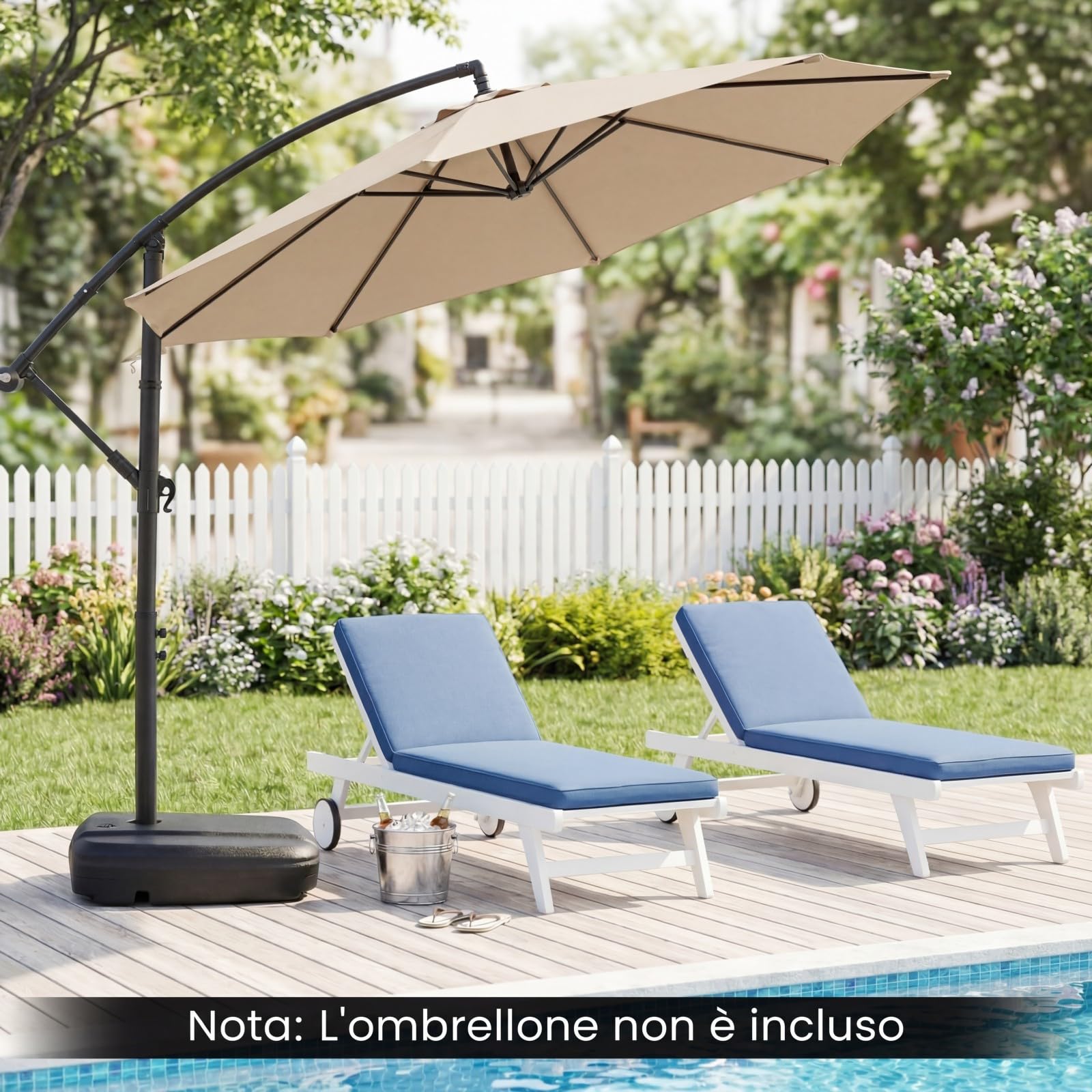 COSTWAY Base per Ombrellone da Patio a 102 kg/150 kg, in Plastica HDPE con Ruote, Supporto Quadrato per Ombrellone Riempibile con Acqua o Sabbia, per Esterno, Balcone, Spiaggia (150, Chilogrammi)