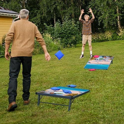 Miniatura 2 de RayChee Juego de cornhole LED, 4 x 2 pies3 x 2 pies, tamaño reglamentario, juego de cornhole para exteriores, juego de cornhole con 2 tablas, 8