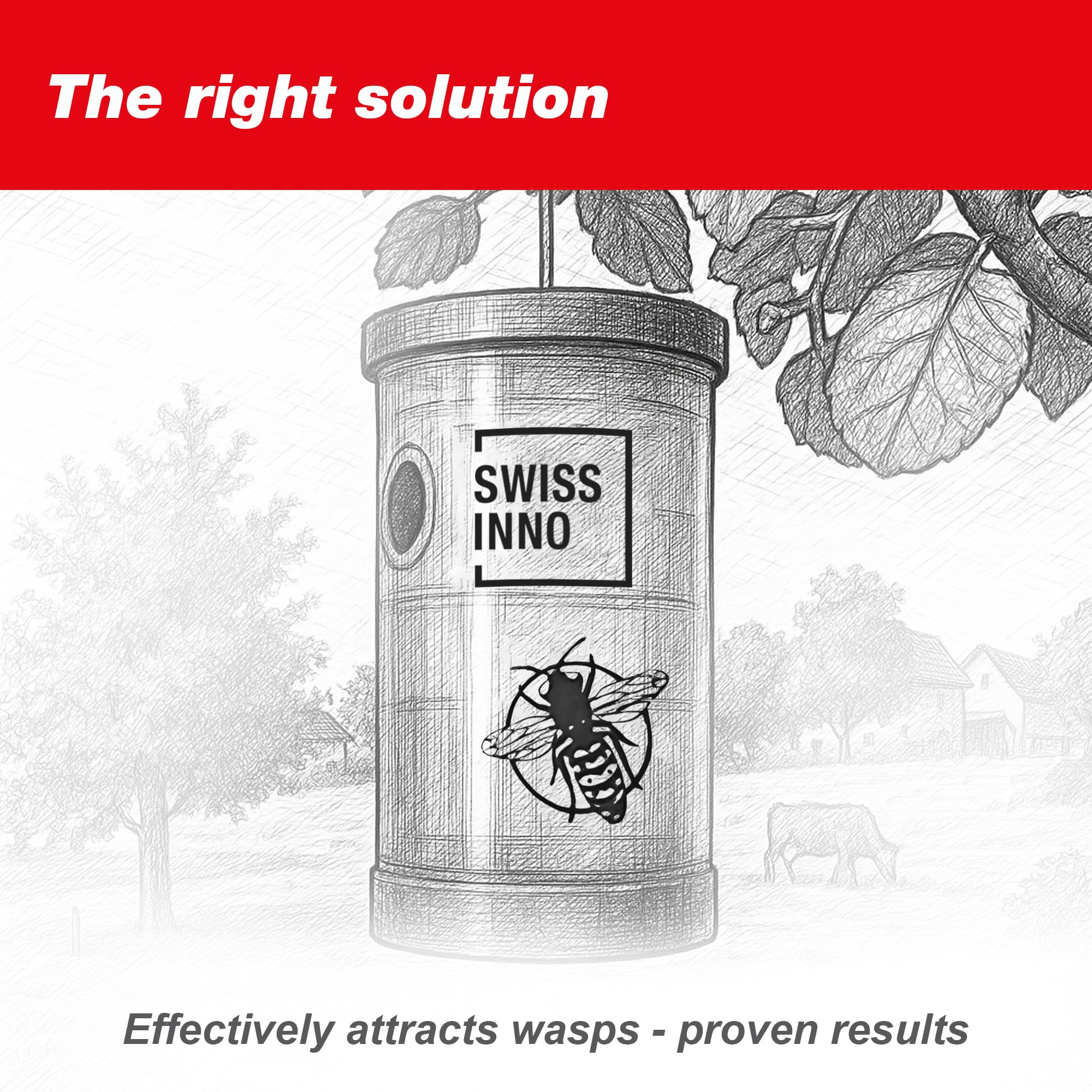 SWISSINNO Piège à Guêpes - Solution Efficace Contre Les Guêpes et Frelons - Réutilisable avec Appât Alimentaire - Utilisation Extérieure - Protection Terrasse Jardin Pique-Nique (Lot de 4)