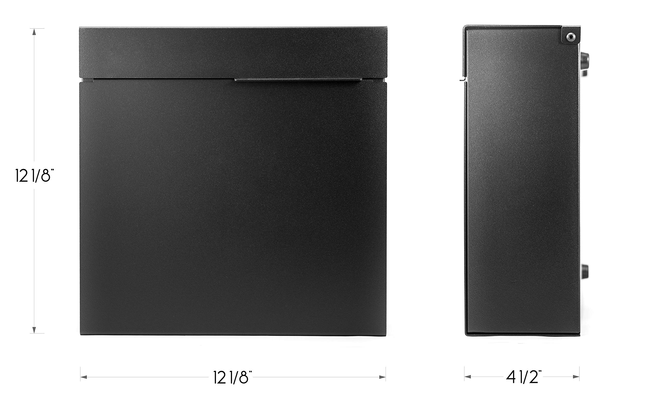 Vsons - Cassetta postale dal design moderno, verniciata a polvere nera, grande cassetta postale a parete Vsons Design Square Martin B