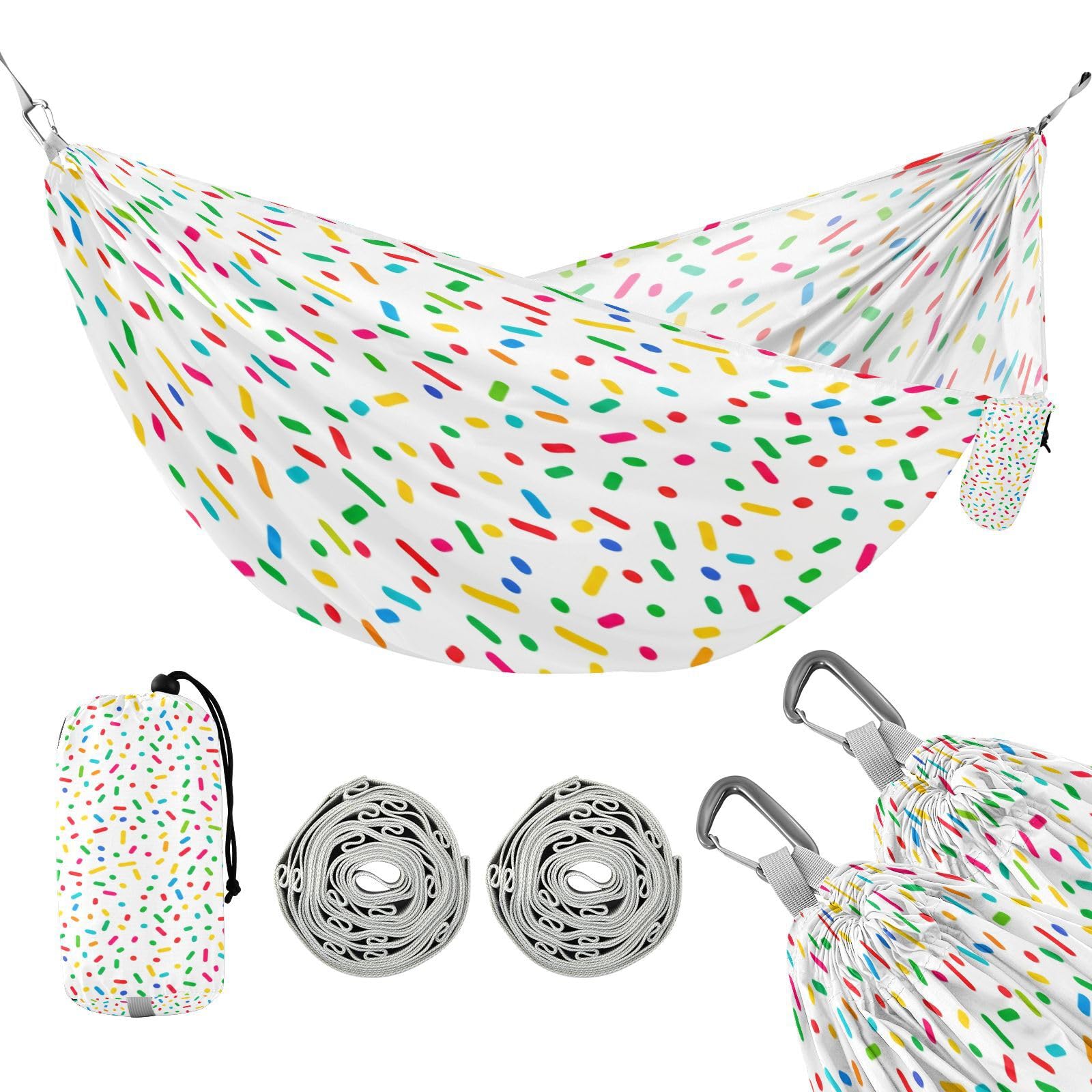 ATTX Graffiti Colorful Crumbs Camping Hammock - Lightweight & Portable Hammocks, Heavy Duty 330lbs Capacity for Indoor, Hiking, Backpacking, Travel, Backyard, Beach#171