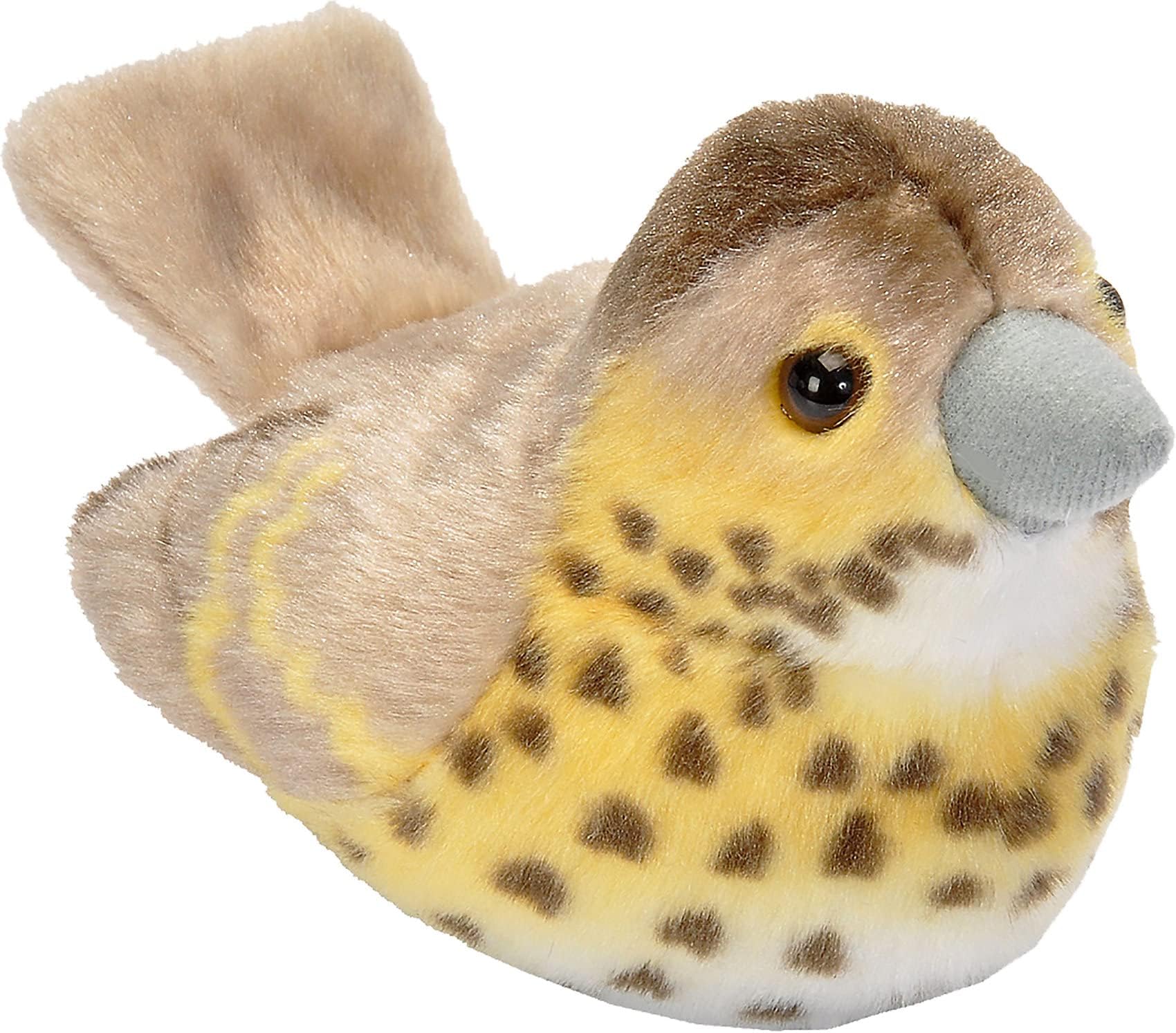 Wild Republic 19497 13-16 cm Song Thrush with Real Bird Calls Plush Toy, Yellow