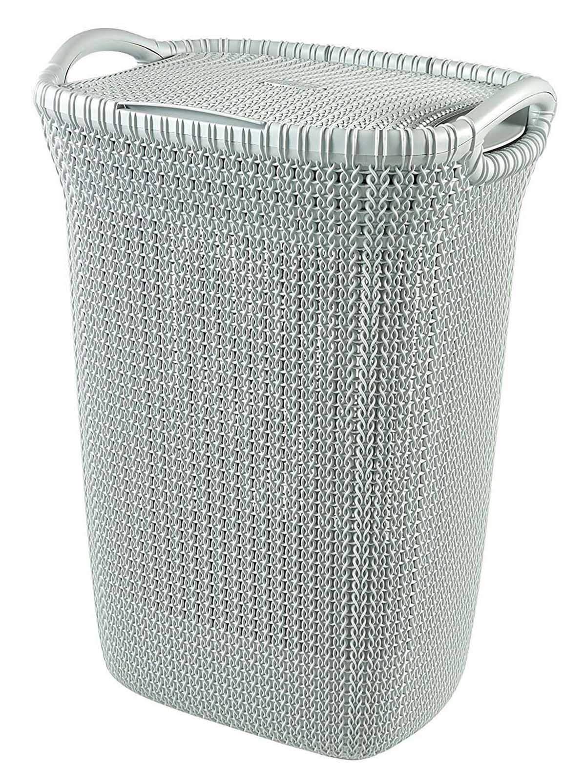 Knit,Laundry Basket,long,57L,Gray Color