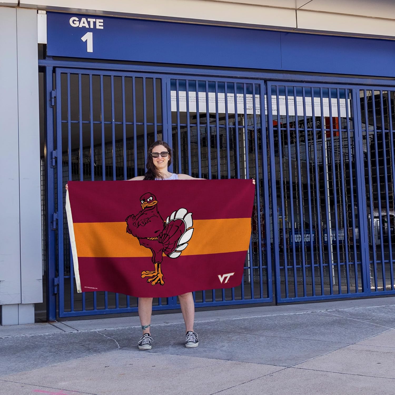 Rico Industries NCAA Virginia Tech Hokies Hokie Bird Maroon with Orange Stripe 3' x 5' Banner Flag Single Sided - Indoor or Outdoor - Home Décor - Image 5