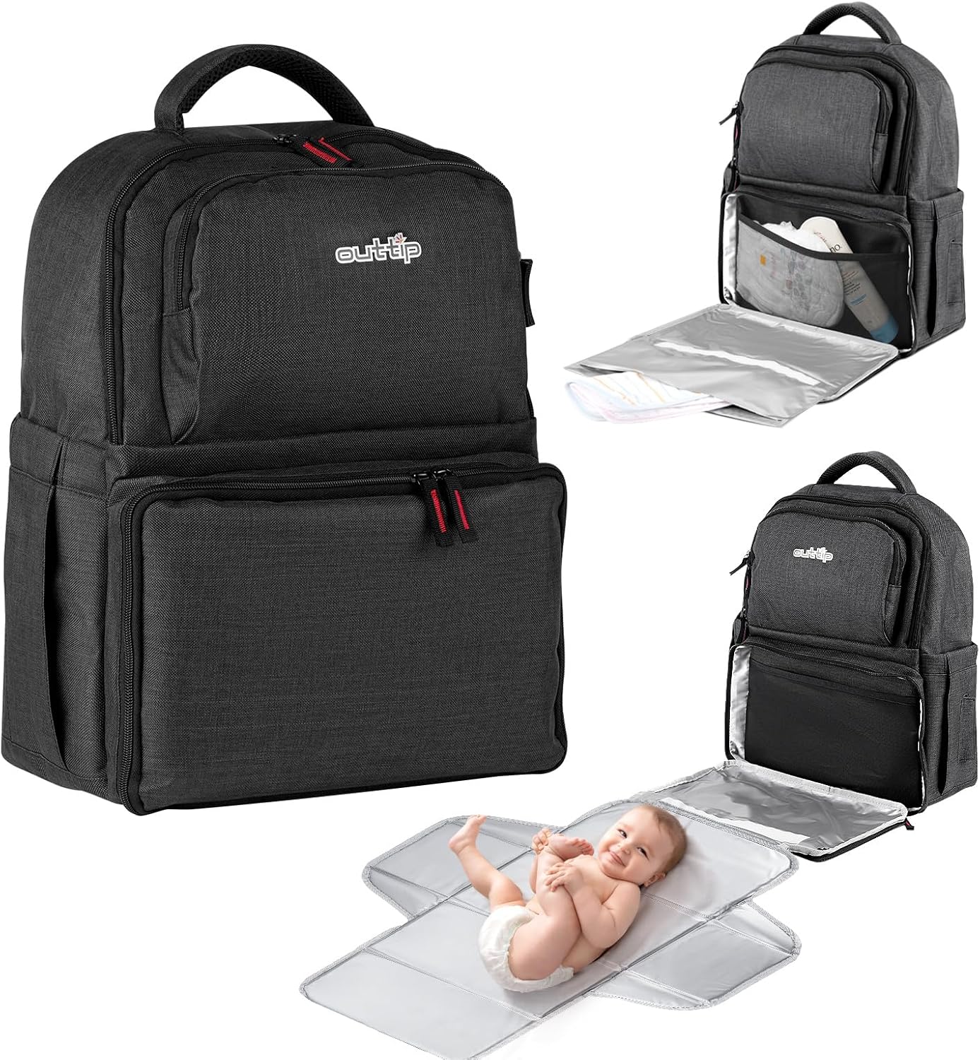 Baby Diaper Bag Backpack,With Detachable Portable Changing Pad, 15 Compartments, Multifunction Bag, Large Capacity Bags for Newborn Boys & Girls