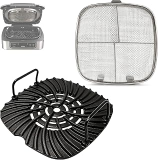 Grill Grate and Splatter Shield for Ninja Foodi 5-in-1 Grill Parts, Non-Stick Griddle Pan and Splatter Screen for Ninja Foodi AG300, AG301C, AG302, AG400 Accessories