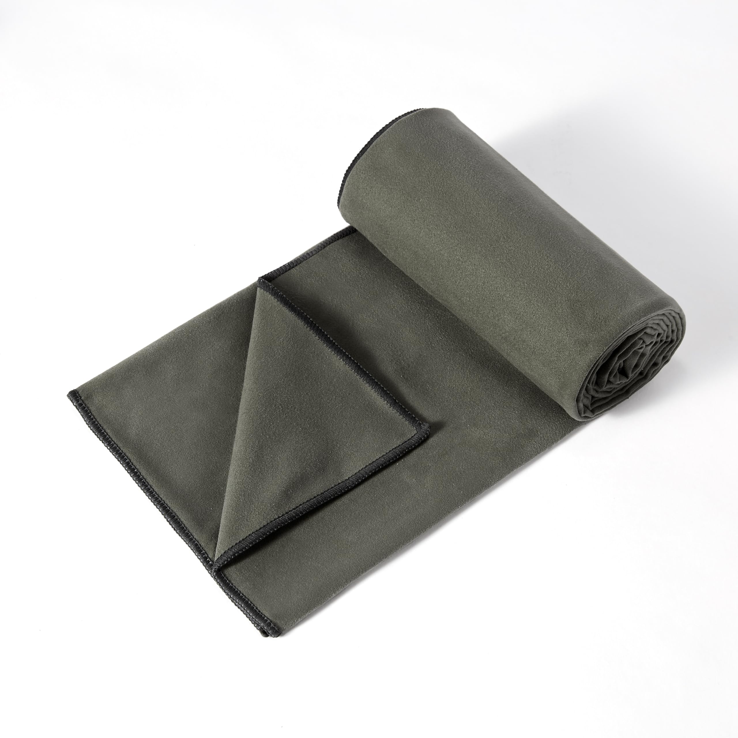 Amazon Basics Hot Yoga Mat Towel, Soft Microfiber, Non-Slip, Absorbent, Gray