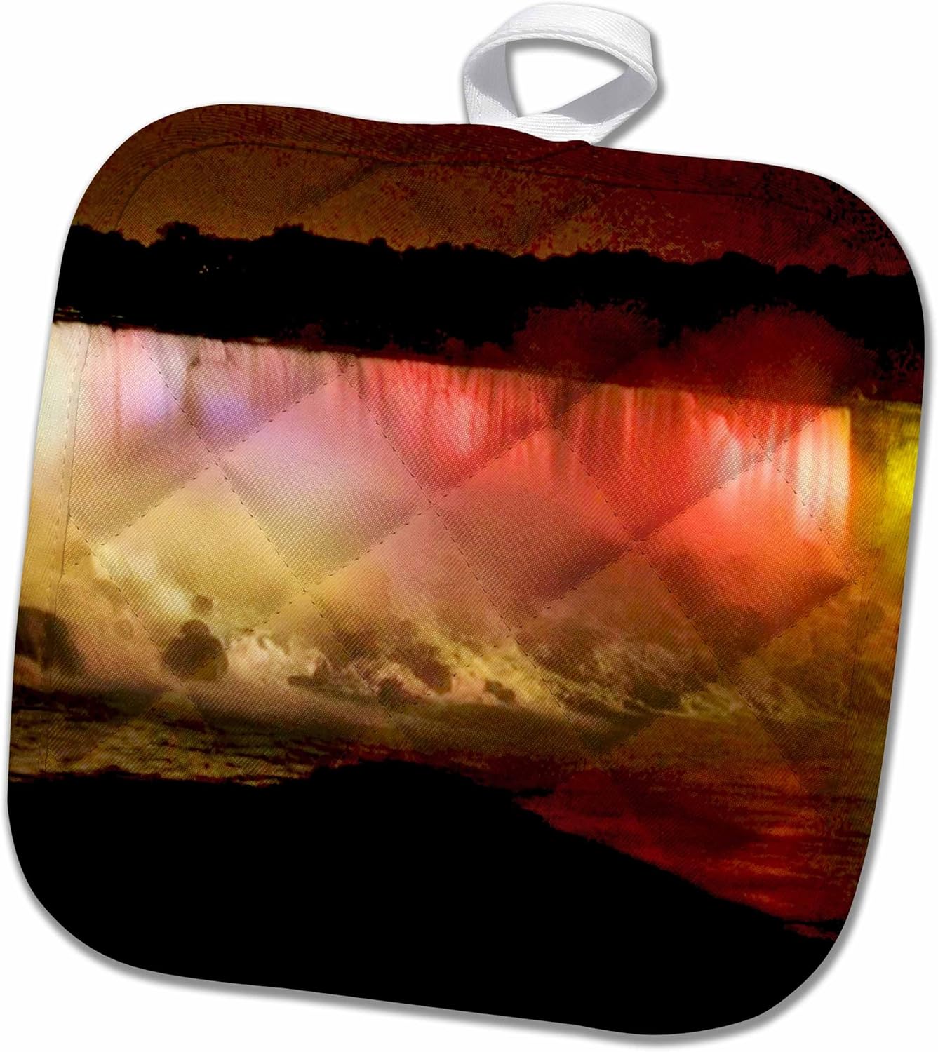 3D Rose Niagara Falls at Night Pot Holder, 8" x 8"