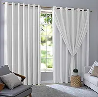 Cortina Blackout 2,80m x 2,50m Com Voil Quarto/Sala/Casa Corta Luz em Tecido com Ilhós Blecaute (Branco)