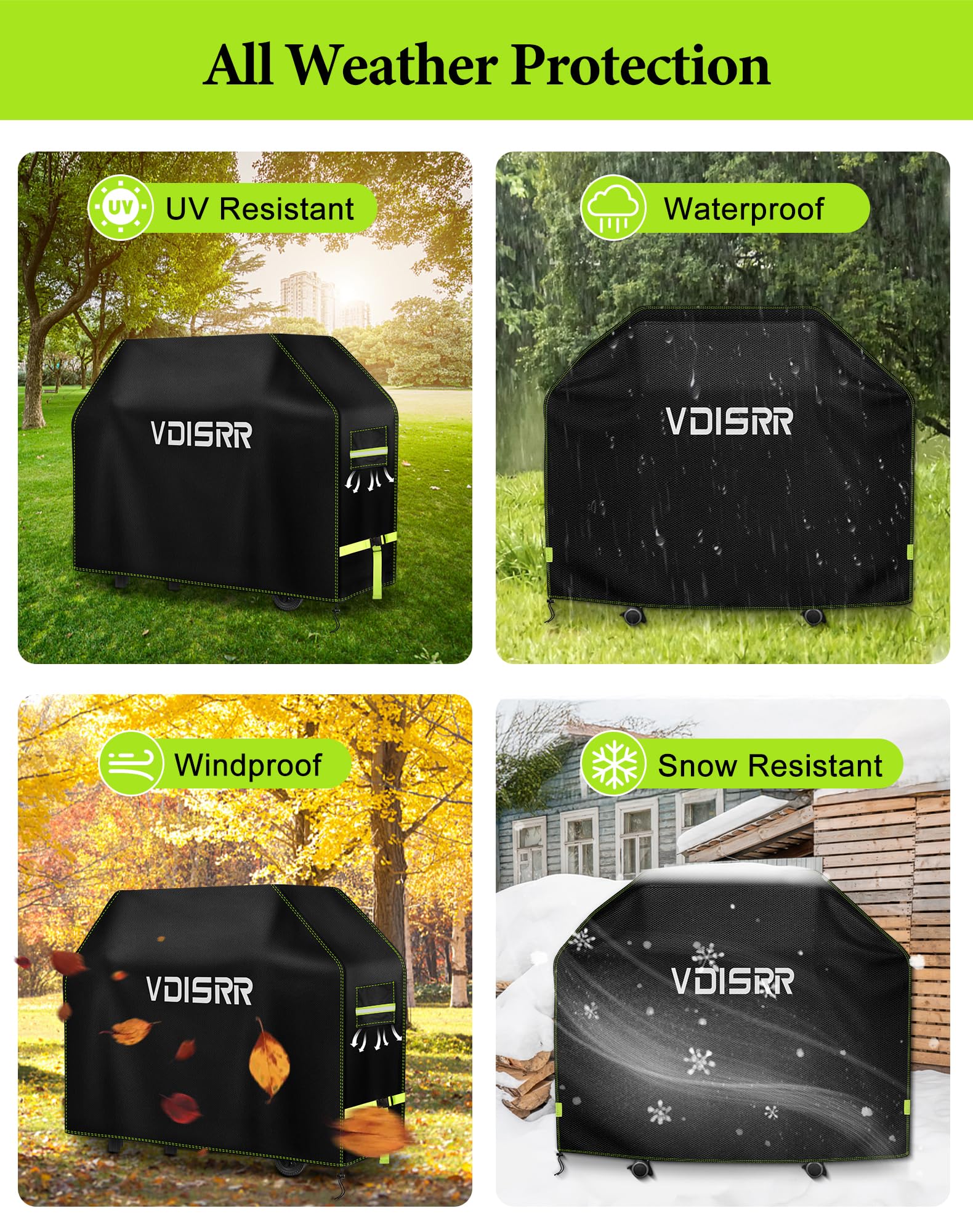 VDISRR Funda Barbacoa Exterior Impermeable, 600D Oxford Funda BBQ Exterior 152 * 71 * 117cm Funda Protectora para Barbacoa Anti-Viento/Agua/UV/Resistente al Desgarro — view 8