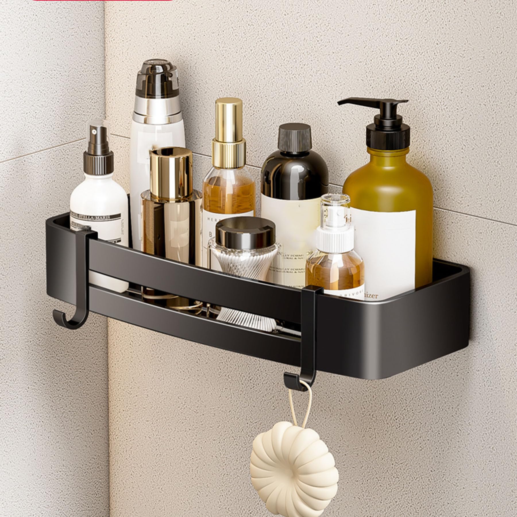 SRURLLUG Adhesive Corner Shower Caddy No Drilling Wall Mounted Shower Shelves Large Capacity Rustproof Bathroom Organizer With Removable