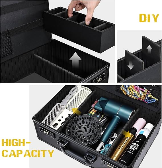 Barber Case with Clippers Sliding Tray Hair Scissors Trimmer Suitcase