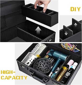 Barber Case with Clippers Sliding Tray Hair Scissors Trimmer Suitcase