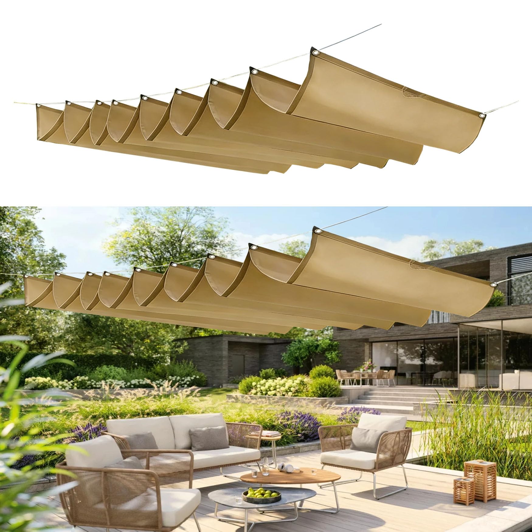 Voile d'ombrage rétractable imperméable et anti-UV 180x1600 cm pour terrasse