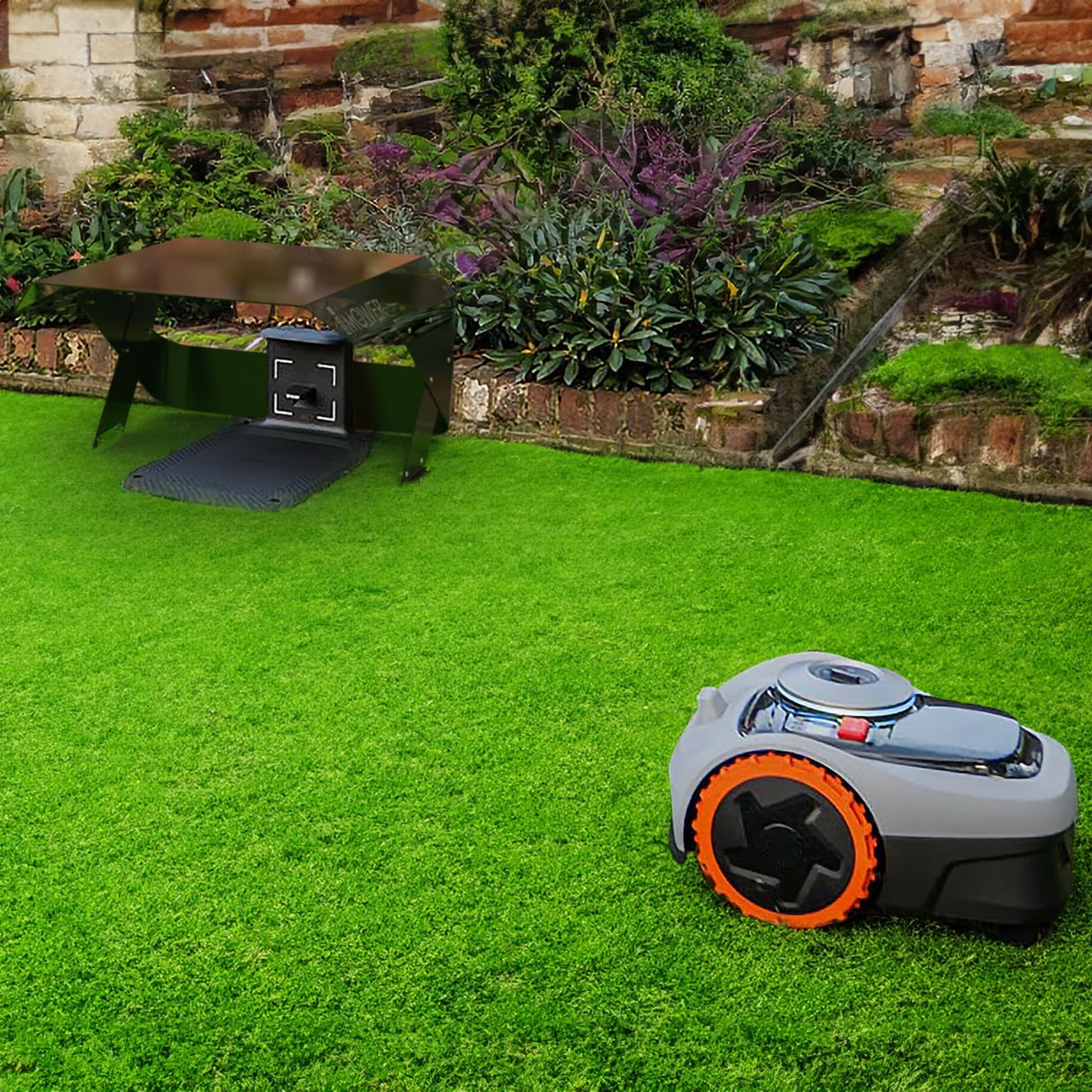 Idea Mower garage per robot tagliaerba Mobius compatibile con Navimow i 105e, i 108e, copertura trasparente in policarbonato UV, alluminio composito e acciaio inox