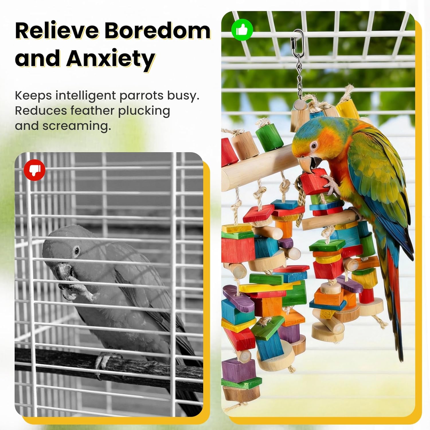 4lb Heavy-Duty Bird Toys for Large Parrots - 21.6" Giant Bird Chew Toy for Macaws & Cockatoos, X-Large Shredding Parrot Toys for Aggressive Chewers, Beak Health