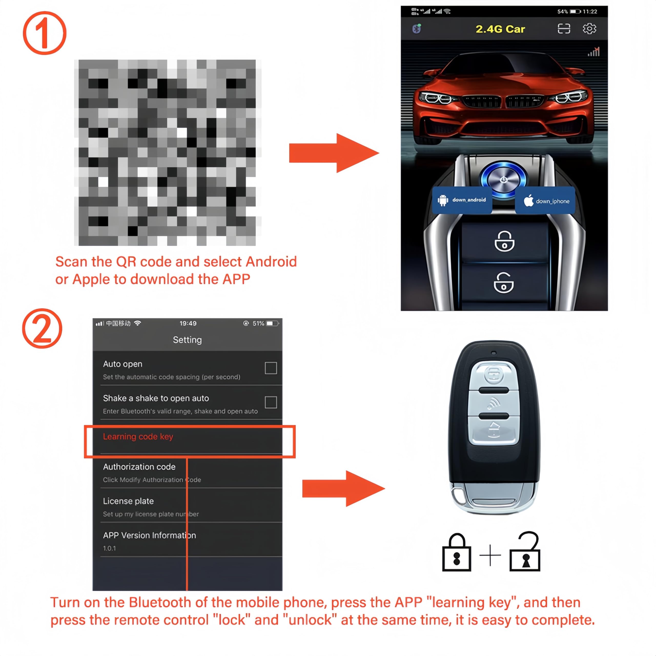 Keyless Open Funkfernbedienung Für Transporter T5/T6 2003-Present, Zentralverriegelung Gewerbe Transporter, Inkl. 2 Schlüsselanhänger
