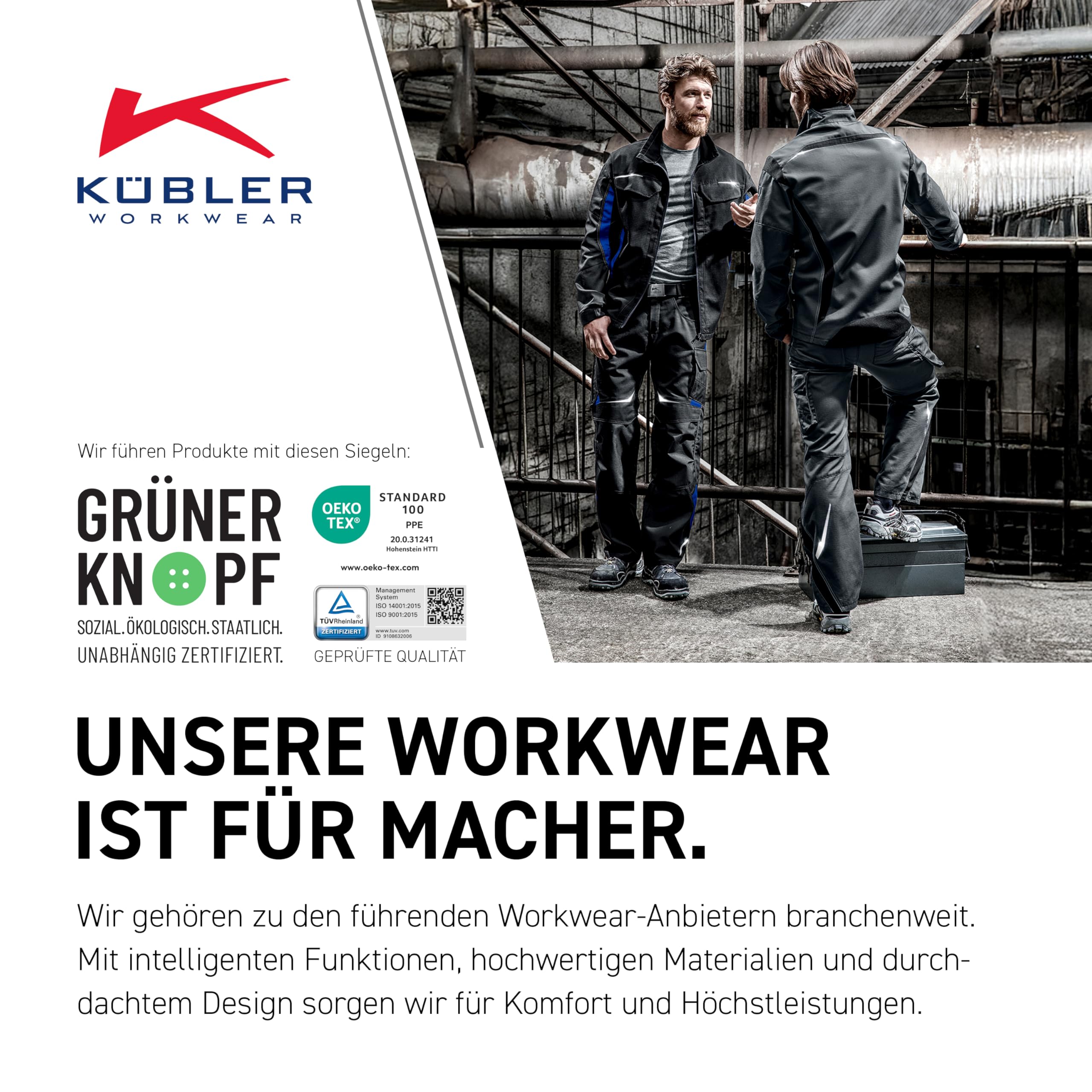 KÜBLER Pulsschlag Arbeitshose HIGH PSA 2 – ergonomische Linienführung, Knieschutztaschen, Werkzeugorganisation