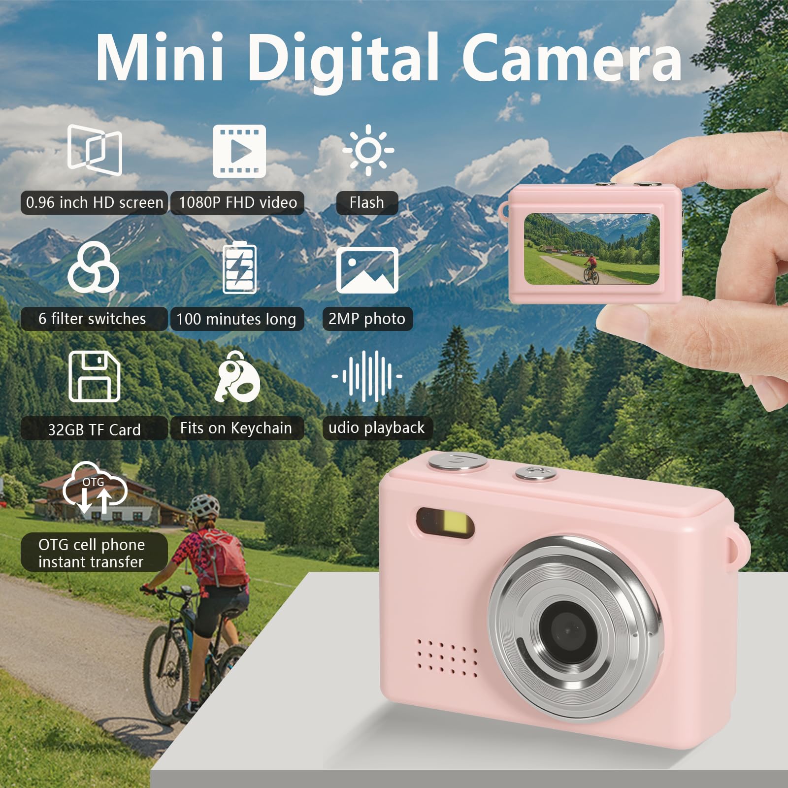 Mini Fotocamera Digitale Portachiavi Con Obiettivo HD, Display 0.96", Ricarica USB-C, Batteria 200 MAh – Compatta E Leggera Per Viaggi E Momenti Quotidiani - 5