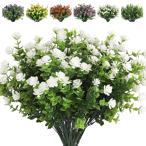 RECUTMS Artificial Flowers, Fake Boxwood Outdoor UV Resistant Plants Artificial