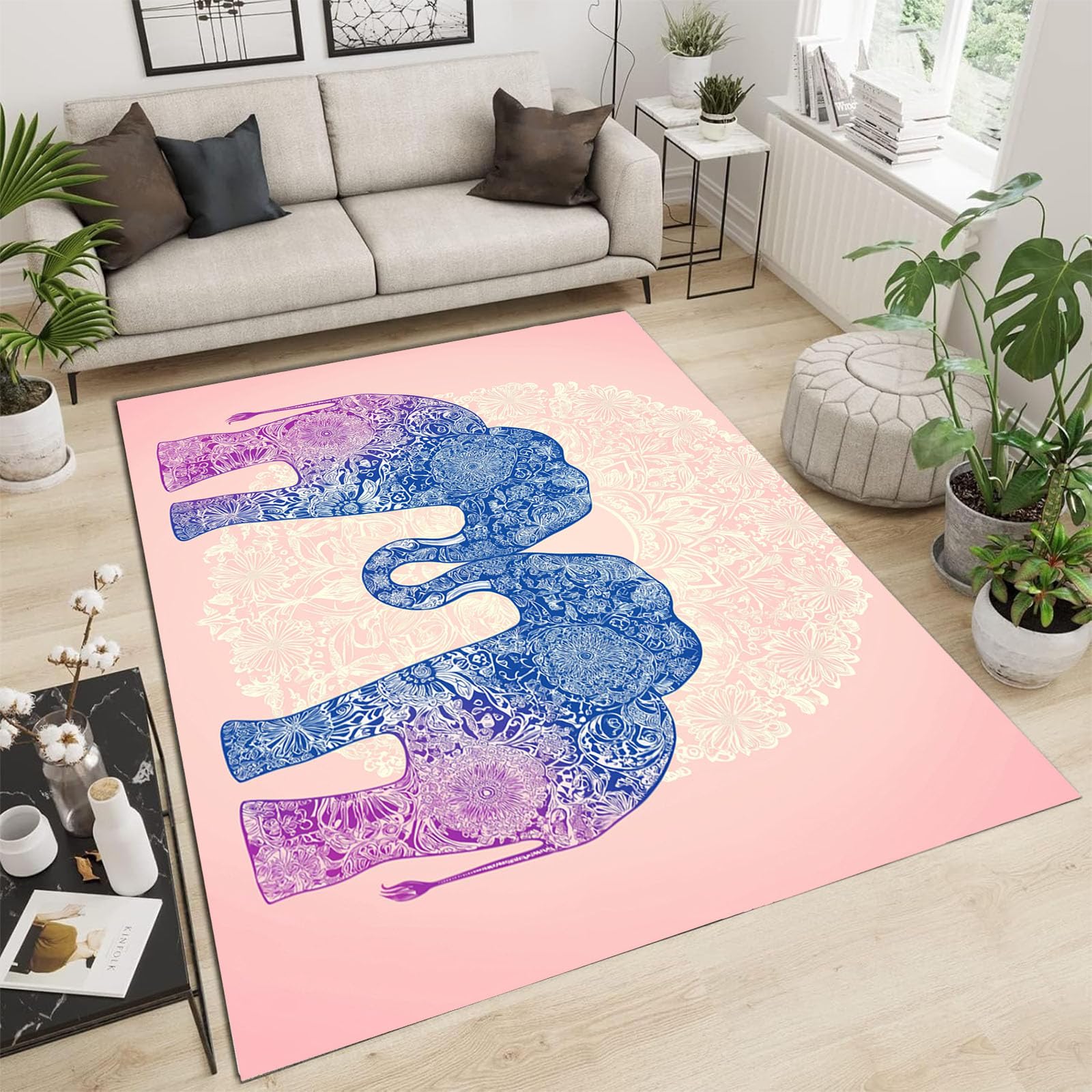 Tapis mandala rose clair pour une chambre d'ado douce et cosy