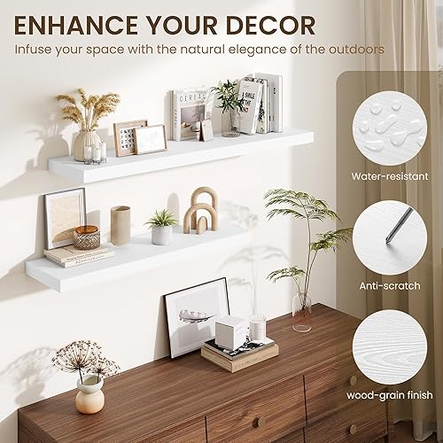 Miniatura 4 de Fun Memories Floating Shelves for Wall 10 Inch, 10 Inch Deep Square Wall Shelves, Bathroom Storage Shelves Over Toilet, Wood Floating Shelves for