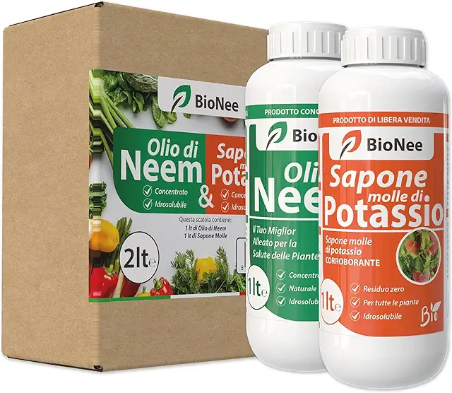 Kit Olio di Neem e Sapone Molle Potassio - Insetticida Naturale Biologico 2 in 1