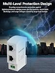 CERRXIAN Ethernet Surge Protector 1000Mbps DIN Rail Network Surge Protector LAN Network CAT5/CAT6 Thunder Arrestor for Network Devices, Routers, and Switches Imax 10Ka (36mm DIN-Rail mounting)