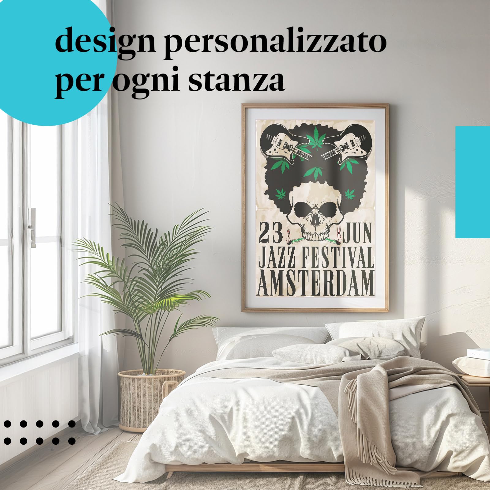 Postereck - 2146 - Poster Jazz Festival, Amsterdam Teschio fumante - Stampa con Scritta, Decorazione da Parete, Quadri, Ideen Regalo - Tela - 100,0 cm x 75,0 cm