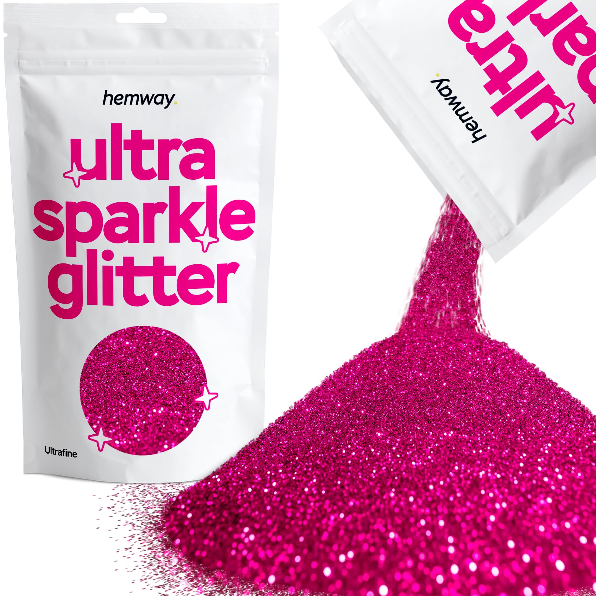 Hemway Premium Ultra Sparkle Glitter Multi Purpose Metallic Flake for Nail Art, Cosmetic Graded, Makeup, Festival, Party, Hair, Body and Eyes 100g / 3.5oz - Dark Rose Pink