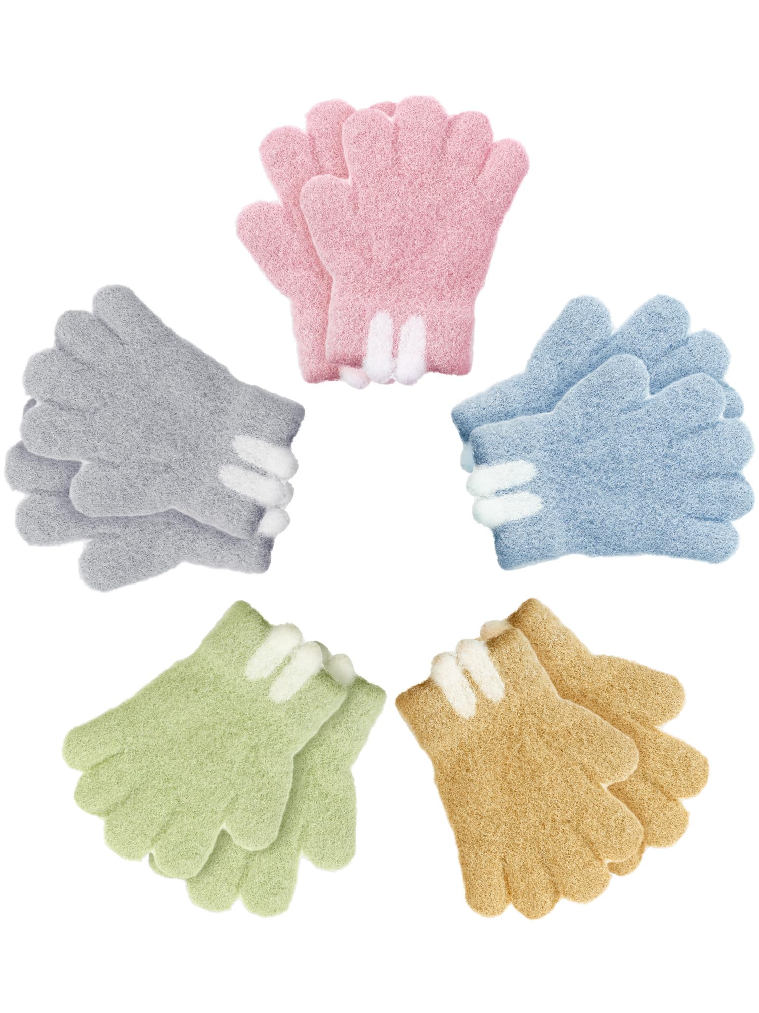 SATINIOR 5 Pairs Kids Gloves Full Fingers Knitted Warm Gloves Winter Mittens for Little Boys and Girls Daily Supplies