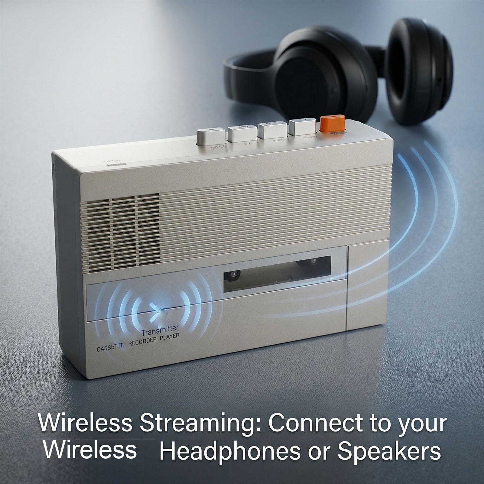 Goshyda Lecteur de Cassettes Portable Magnétophone, Cassette Bluetooth vers Convertisseur Numérique Haut-Parleur intégré