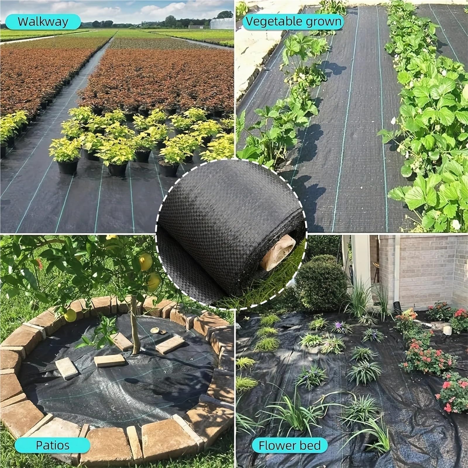 Malla Antihierbas Geotexturas for el Control de malezas, Malla antihierbas for Cobertura agrícola, Almohadilla desherbadora for invernaderos, Permeable al Agua para Huerto(1.5mx10m)