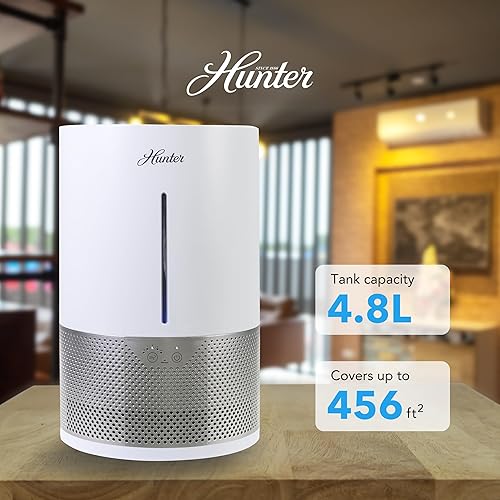 Miniatura 8 de HHE150 Hunter Aspire 4.8L Humidificador evaporativo con filtro PermaWick (4.8L) - Elimina contaminantes y polvo blanco para niebla y aire limpios -