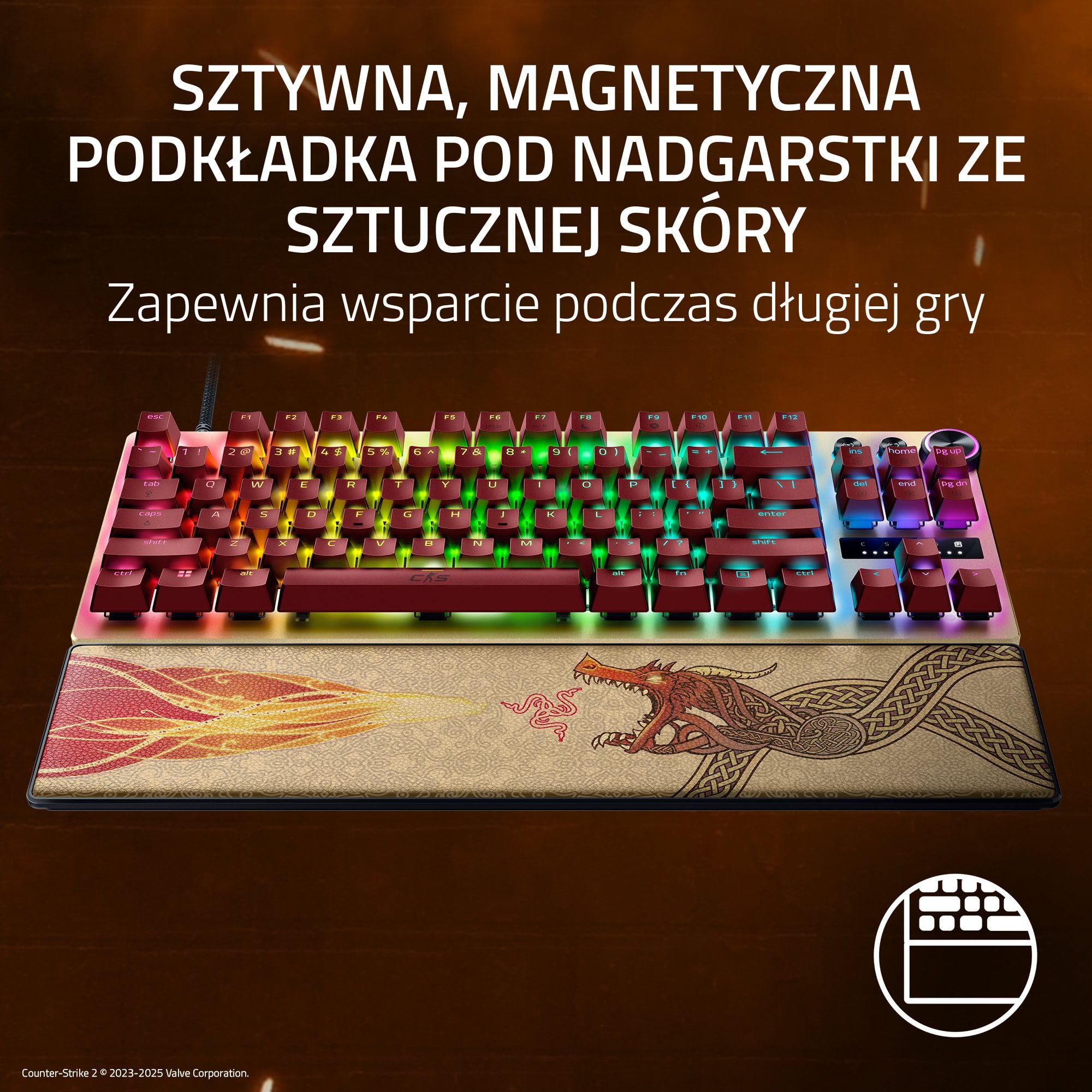 Razer Huntsman V3 Pro Tenkeyless Counter-Strike 2 Dragon Lore - Analogue optical TKL e-sports PC keyboard without numeric keypad - Snap Tap - Rapid Trigger - QWERTY US layout | Dragon Lore