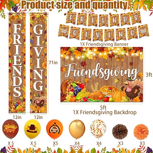 Miniatura 4 de Decoraciones de madera de otoño de Acción de Gracias globos, guirnalda, telón de fondo y juego de fiesta para amigos, cumpleaños y más