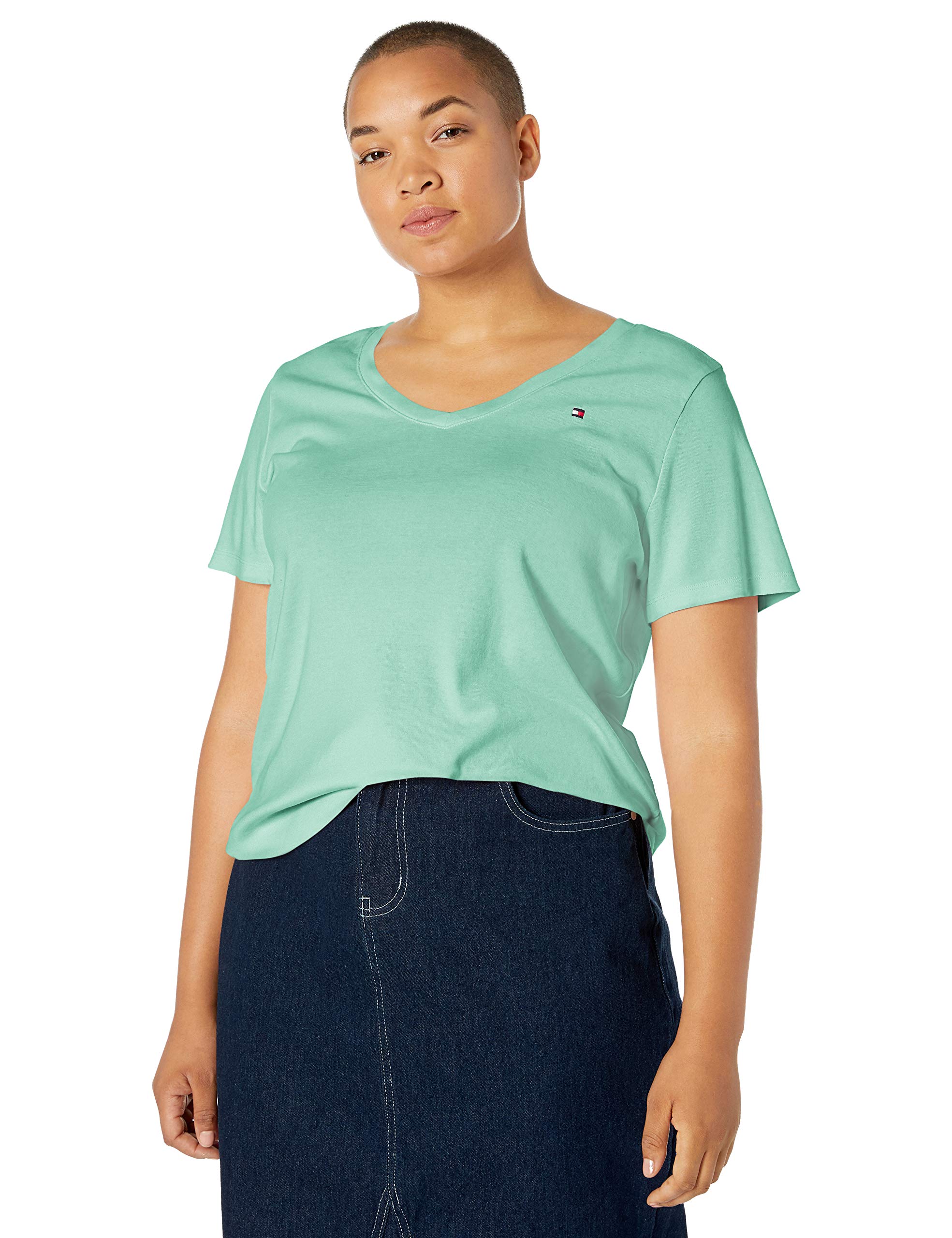 Tommy Hilfiger Adaptive Tommy Hilfiger Camiseta con Cuello En V para Camiseta Mujer