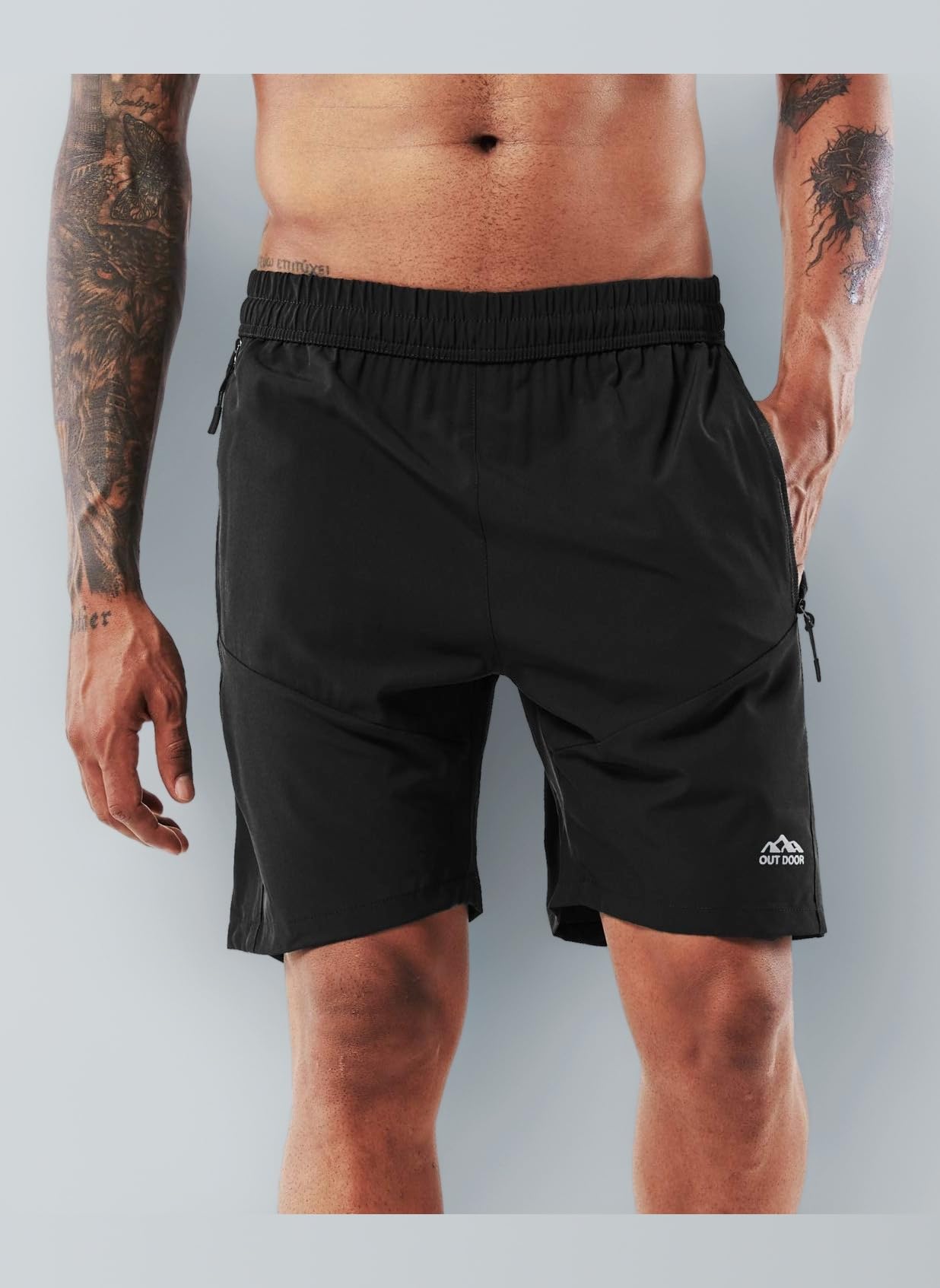 โ Men's Sport Running Workout Shorts Quick Drying Breathable Training Fitness Jogging Gym Shorts with Zipping Pockets