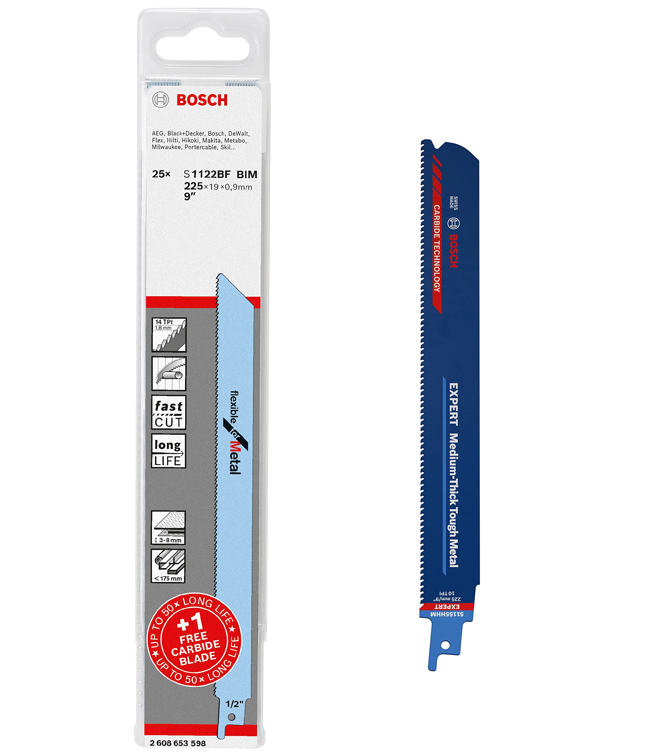 Bosch Professional 25x S 1122 BF + 1x Expert Medium-Thick Tough 