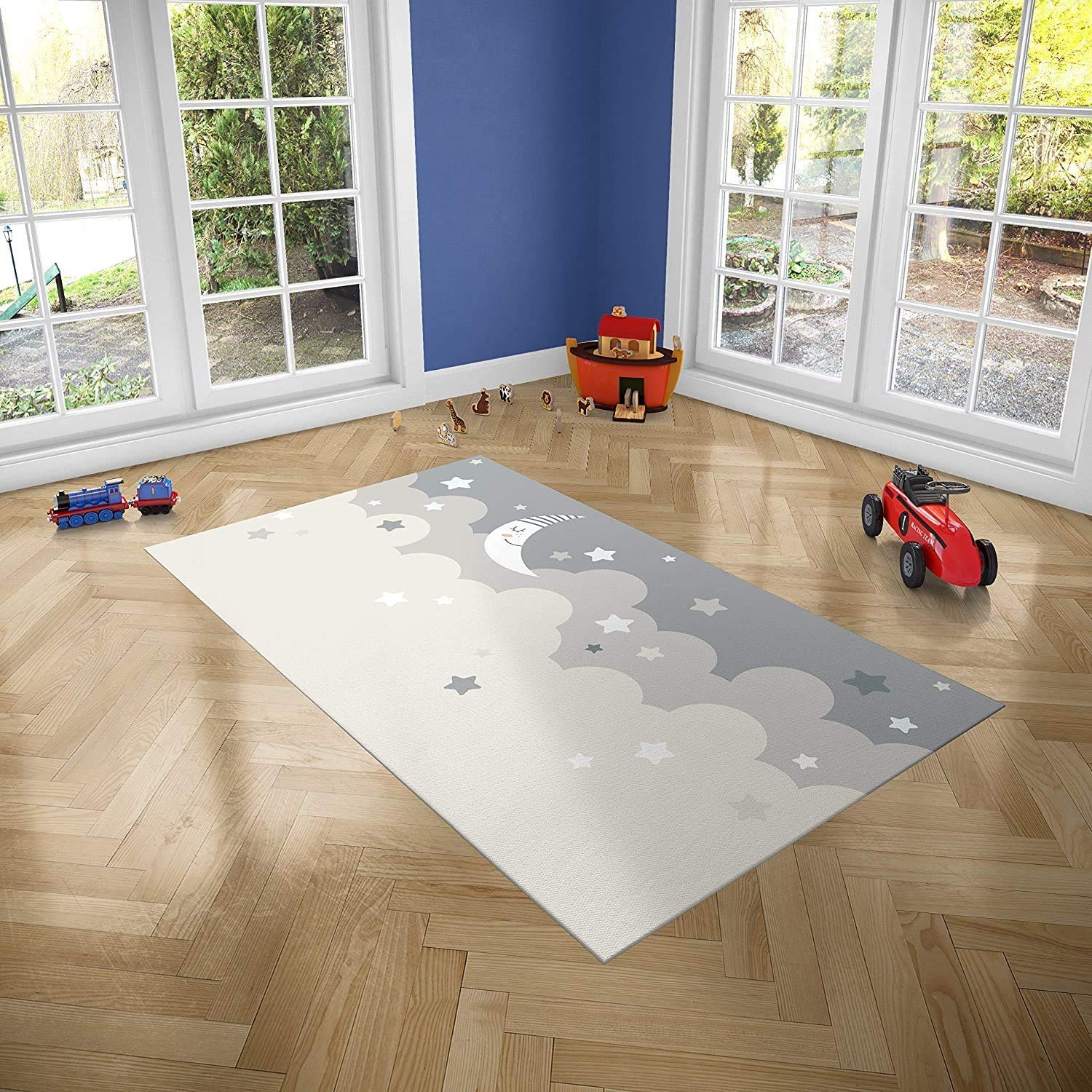Oedim Alfombra Infantil Luna y Estrellas para Habitaciones PVC | 95 x 95 cm | Moqueta PVC | Suelo vinílico | Decoración del Hogar | Suelo Sintasol | Suelo de Protección Infantil |