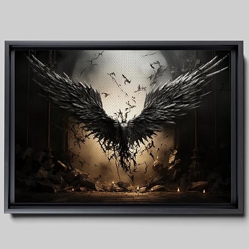 Miniatura 1 de Angel wings art, Canvas Wall Art, Abstract Gray Feather Print, Boho Wall Decor, Home wall decoration art